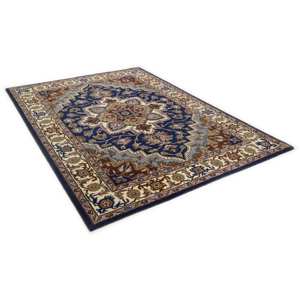 Thumbnail - Theko Handtuftteppich, Blau, Textil, Orientalisch, Rechteckig, 60x90 cm, GoodWeave, antistatisch, Teppiche & Böden, Tepp...