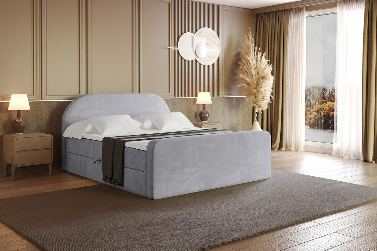BOXBETT mit Matratze und Lattenrost - NOX-Z - 200x200 - Grau Monolith - Grau, Holzwerkstoff (200/200cm) - ALTDECOR
