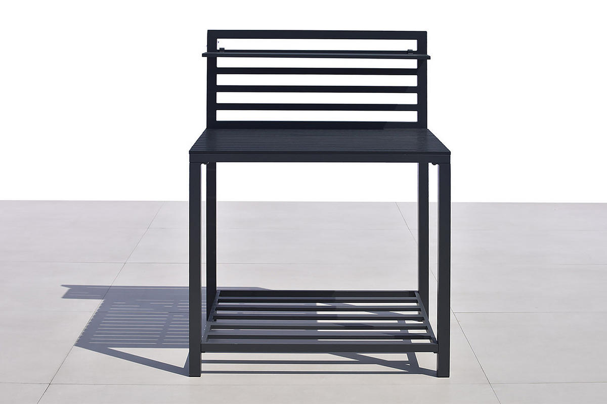 GARTENKÜCHENTISCH - Aluminium / Kunststoff - Schwarz - Schwarz, Kunststoff/Metall (62/90/127cm) - home24