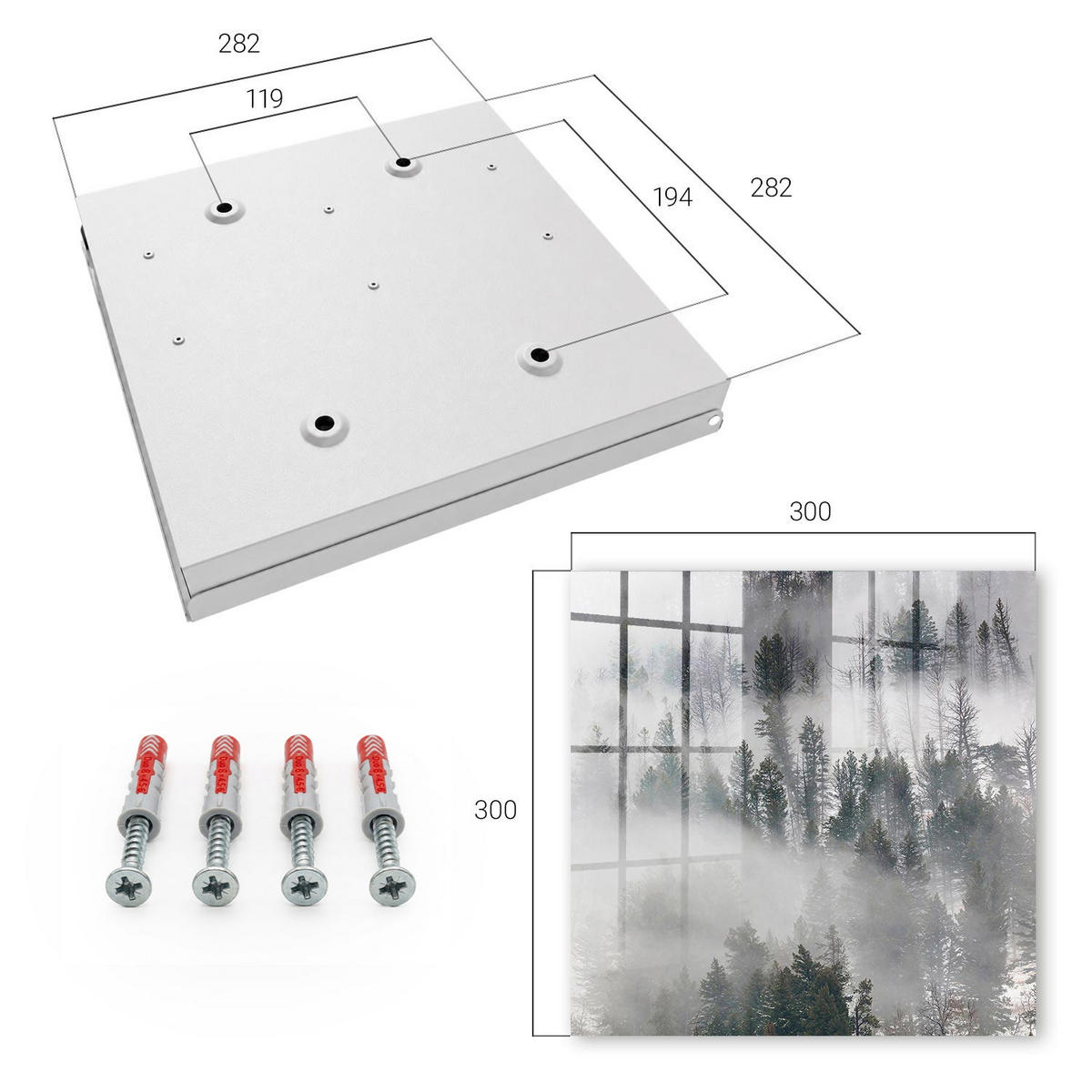 SCHLÜSSELBOX Weiß 30x30 cm – Türöffnung nach rechts - Nebelgrün - Grün, Metall (30/30/5cm) - TULUP