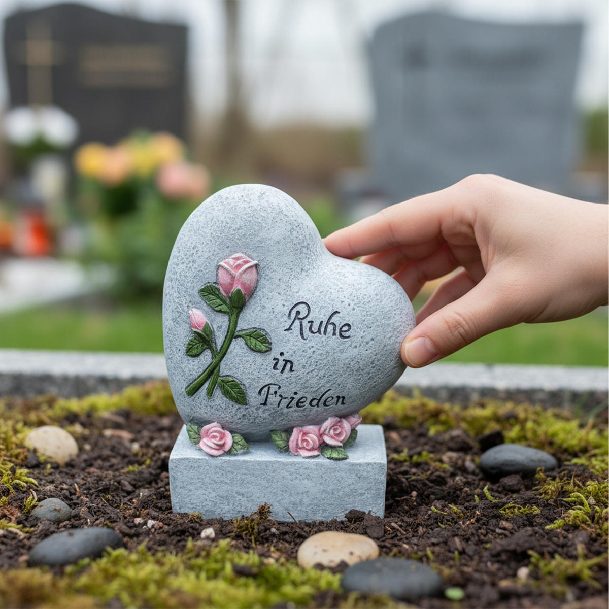HROBNÁ výzdoba - sivá, plast (10.8/19.8/15.8cm) - Relaxdays