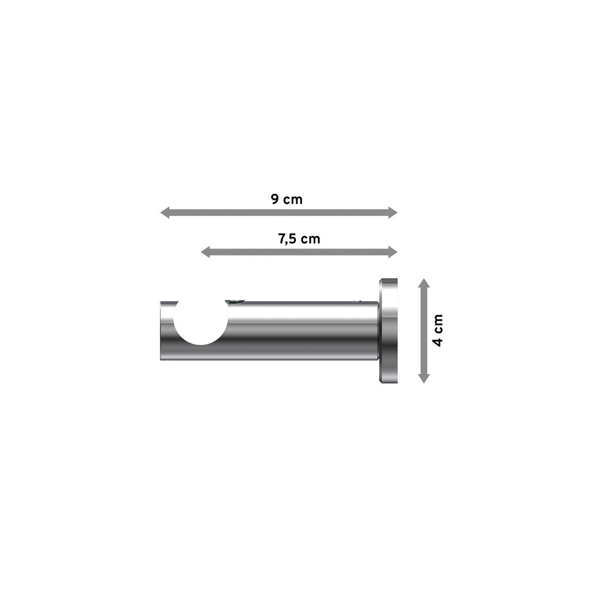 TRÄGER FÜR GARDINENSTANGEN 20 mm Ø, Platon 1-läufig, Chrom - Chromfarben, Metall (9/4/4cm) - INTERDECO