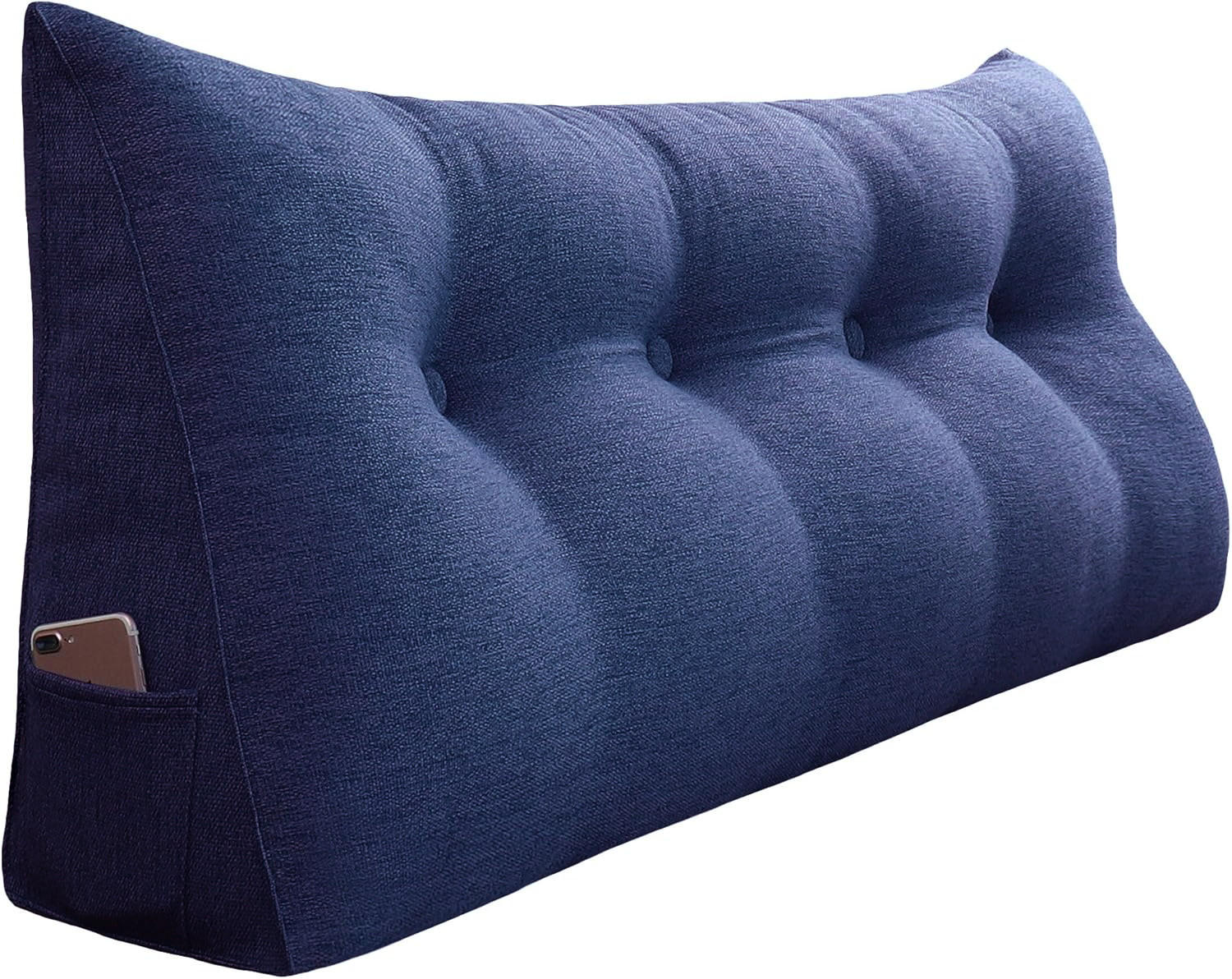 RÜCKENKISSEN für Bett Leinenlook Blau 120 cm - Blau, Textil (50/120cm) - Vercart