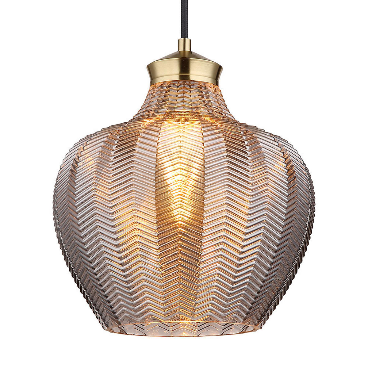 PENDELLEUCHTE Metall Gold Glas rauchfarben - Goldfarben, Glas (25/25/120cm) - Globo Lighting