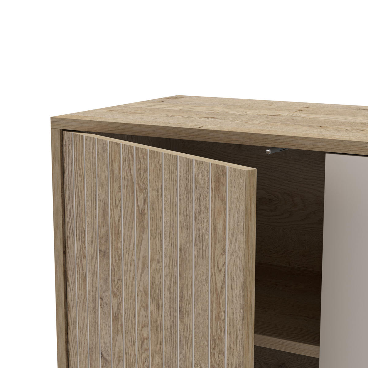 SIDEBOARD 3 Türen und 3 Schubladen B180 cm - MILLAY - Grau, Holz (40/80/180cm) - Calicosy