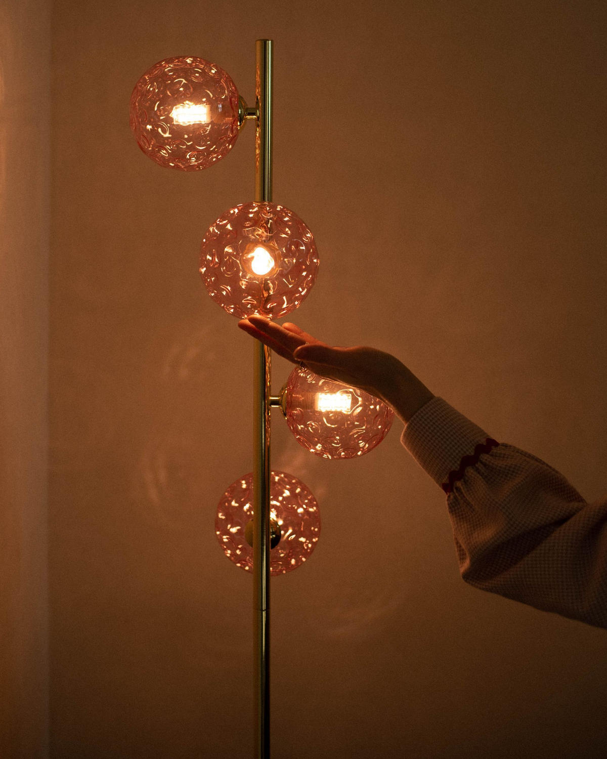 STEHLAMPE Rosa Anadyr - Pink/Goldfarben, Metall (24/24/157cm) - Beliani