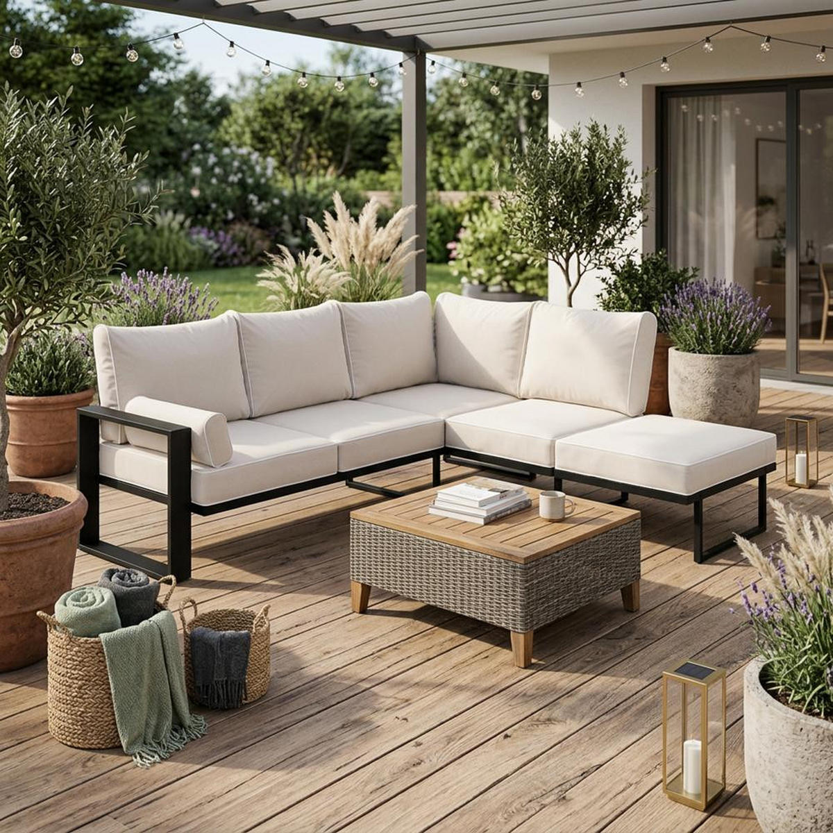 LOUNGEECKTEIL Verdino mit Metallrahmen 207 cm beige - Beige, Metall (207/90/199cm) - Beautysofa
