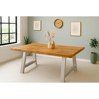 ESSTISCH CALI - Beige/Silberfarben, Holz/Metall (100/220/77cm) - SAM