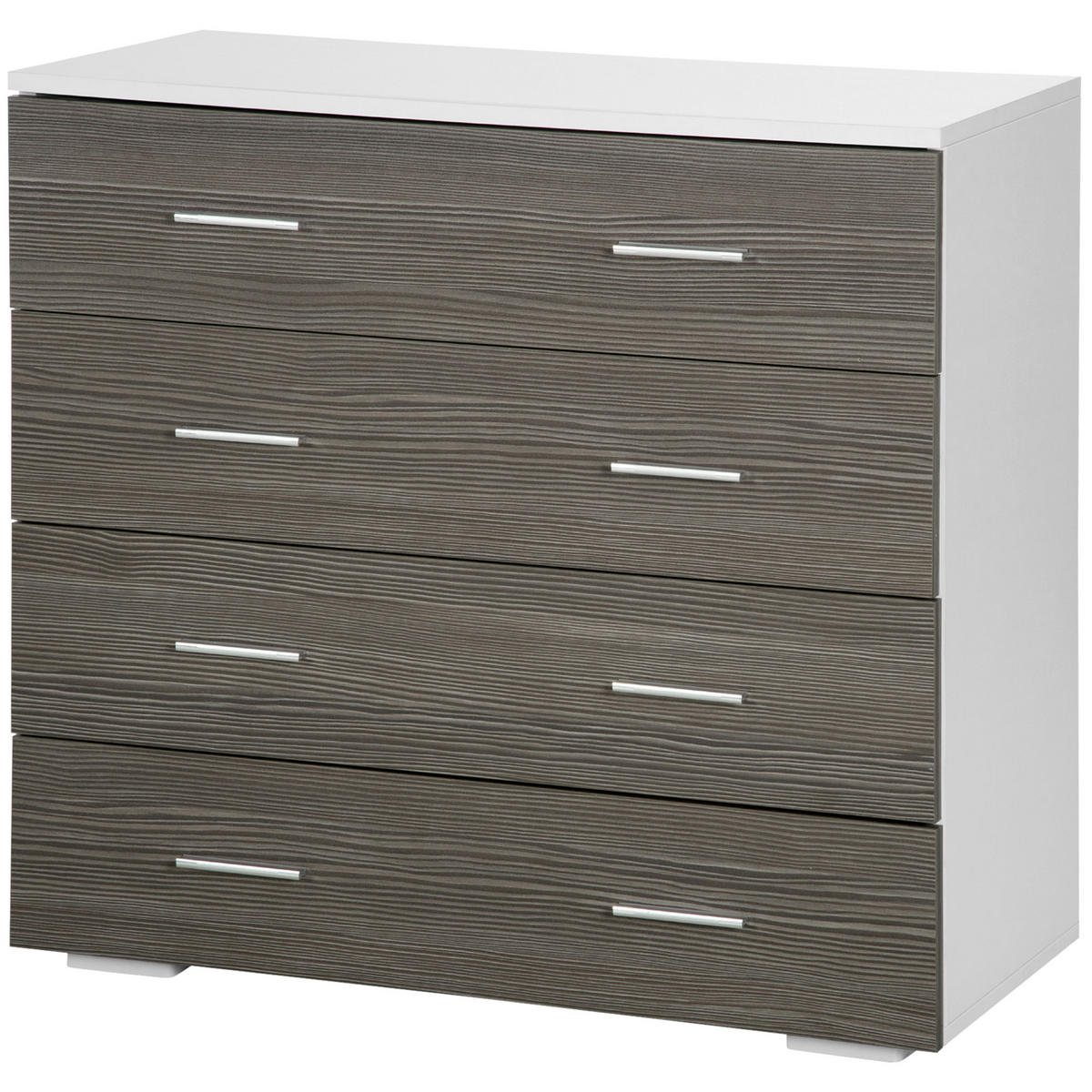 KOMMODE Weiß und Grau 76/35/72 cm - Grau, Holzwerkstoff (76/72/35cm) - PANGIVO