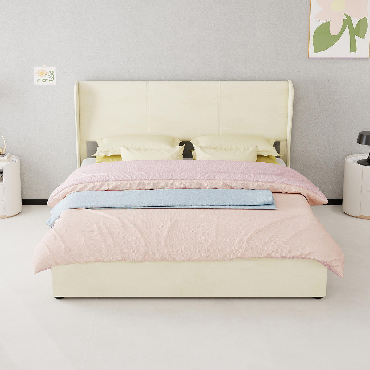 STAURAUMBETT 160/200 cm DE-35479 mit Gaslift-Staufach Beige - Beige, Metall (160/200cm) - ComfortXL