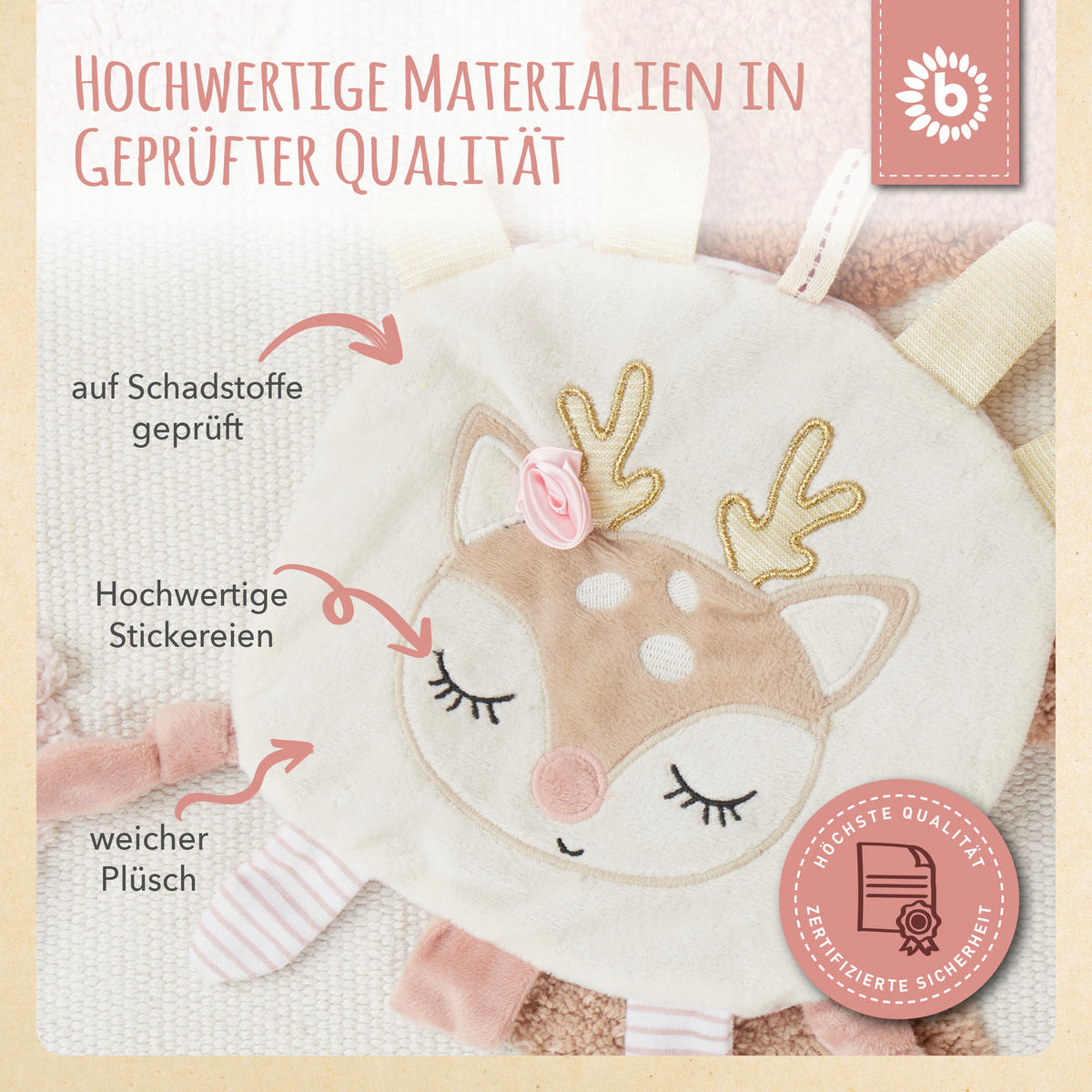 KNISTERTUCH Reh - ab Geburt - Beige, Textil (28/36cm) - Bieco Spielwaren