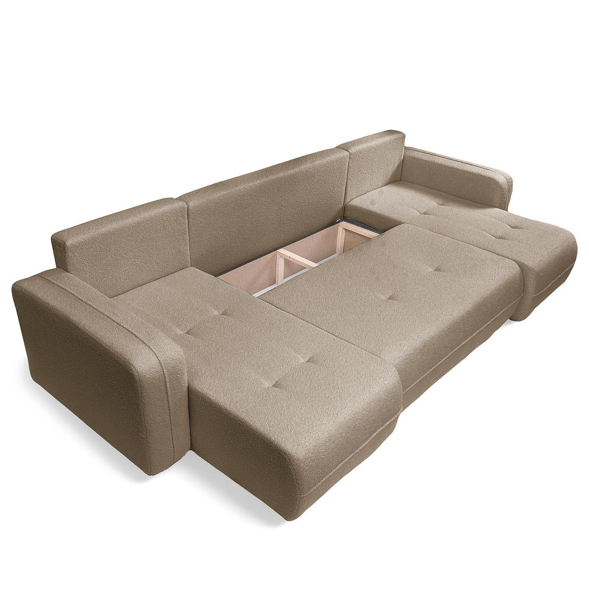 WOHNLANDSCHAFT - Graubraun/Schwarz, Kunststoff/Textil (312/82/145cm) - home24