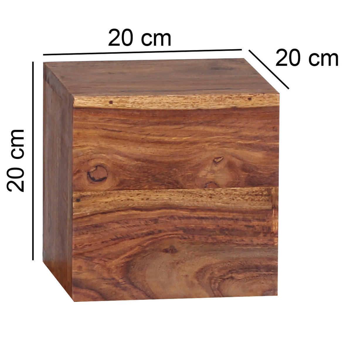 WANDREGAL Massivholz Modern Stil 4er Set Cubes Design verschiedene Größen - Braun, Holz (25/25/25cm) - KADIMA DESIGN
