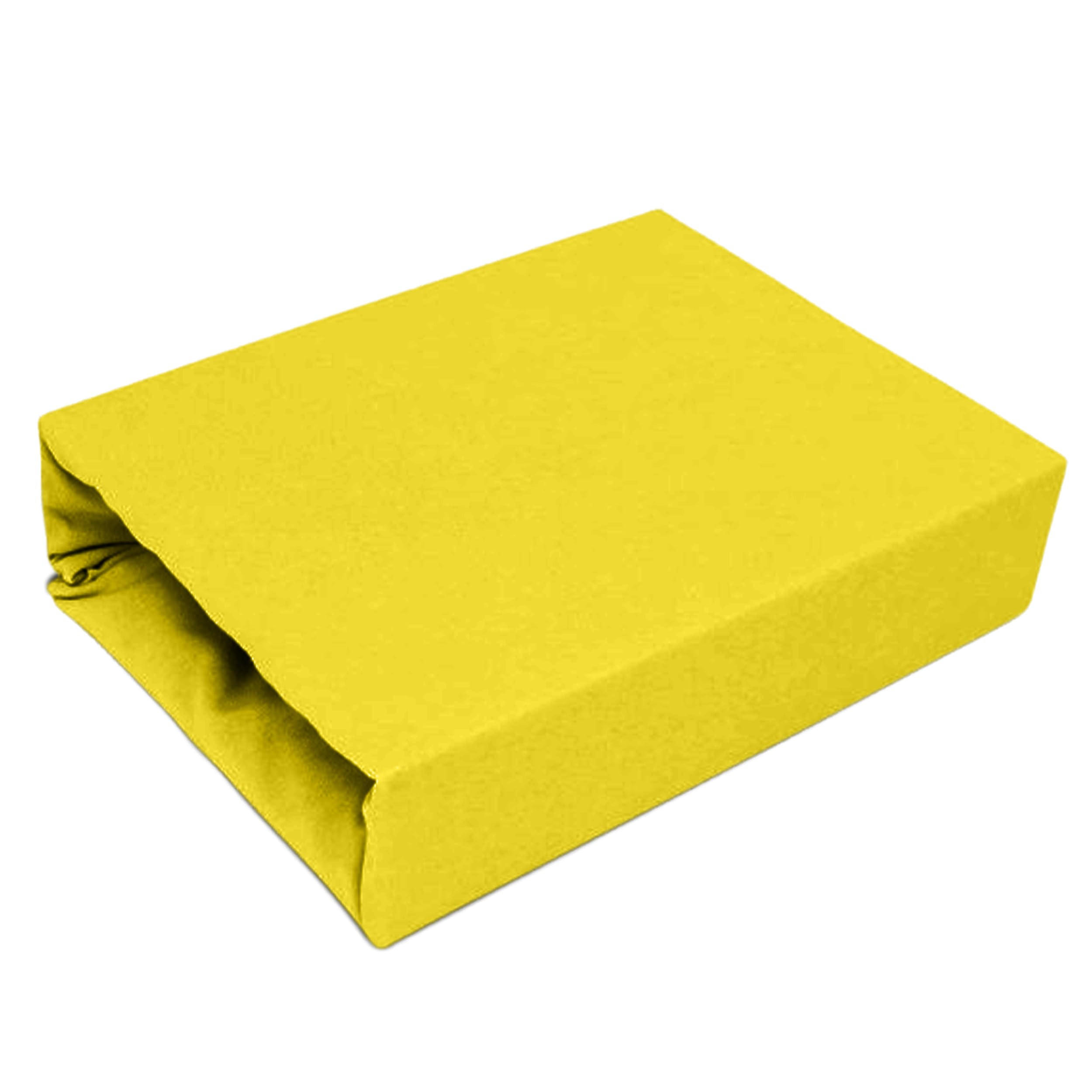SPANNBETTLAKEN 180/200 cm, Frottee Elastisch 100 % Baumwolle Zitronengelb - Hellgelb, Textil (180/200cm) - Best For Home
