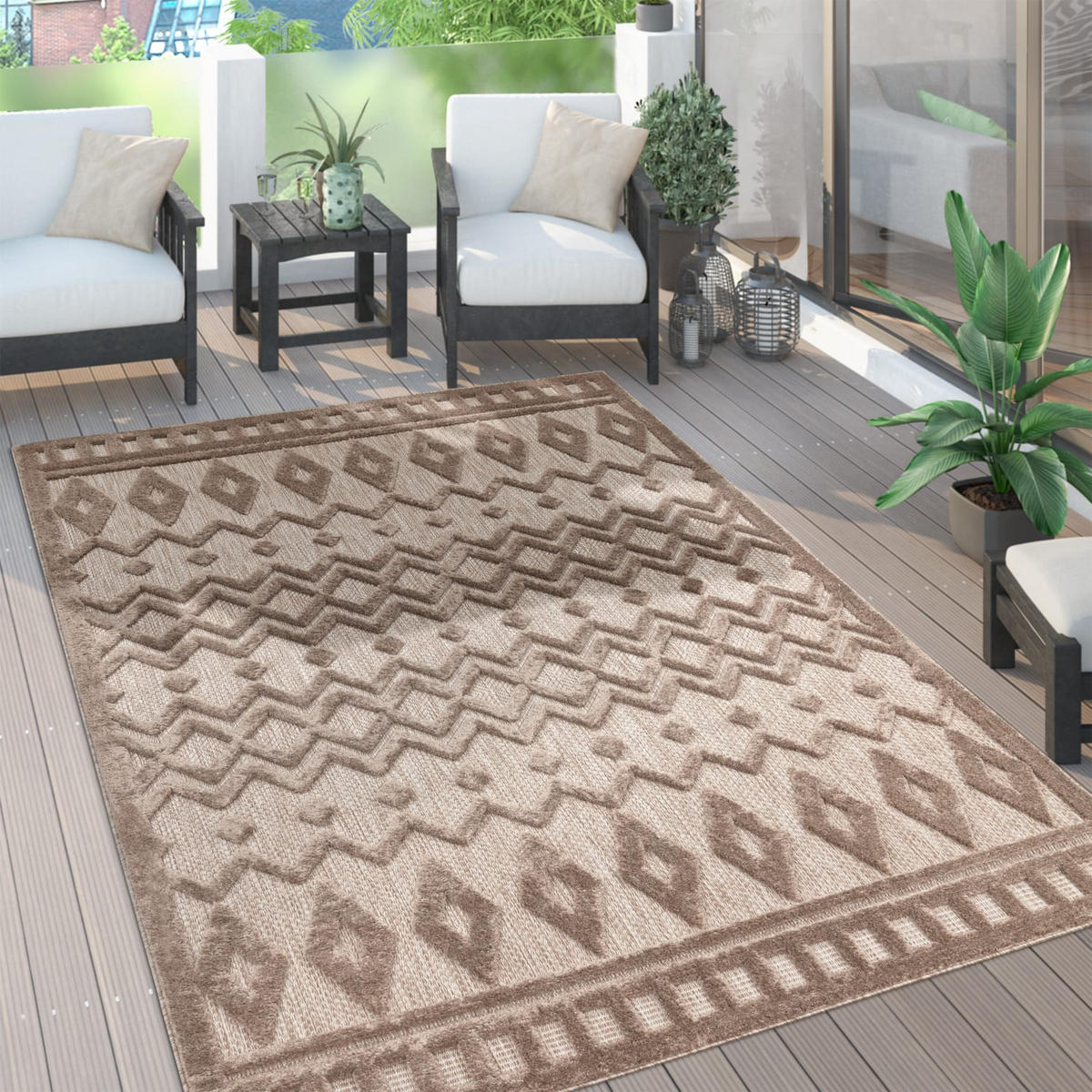 OUTDOORTEPPICH 60/100 cm Livorno 671 - Beige, Kunststoff (60/100cm) - Paco Home