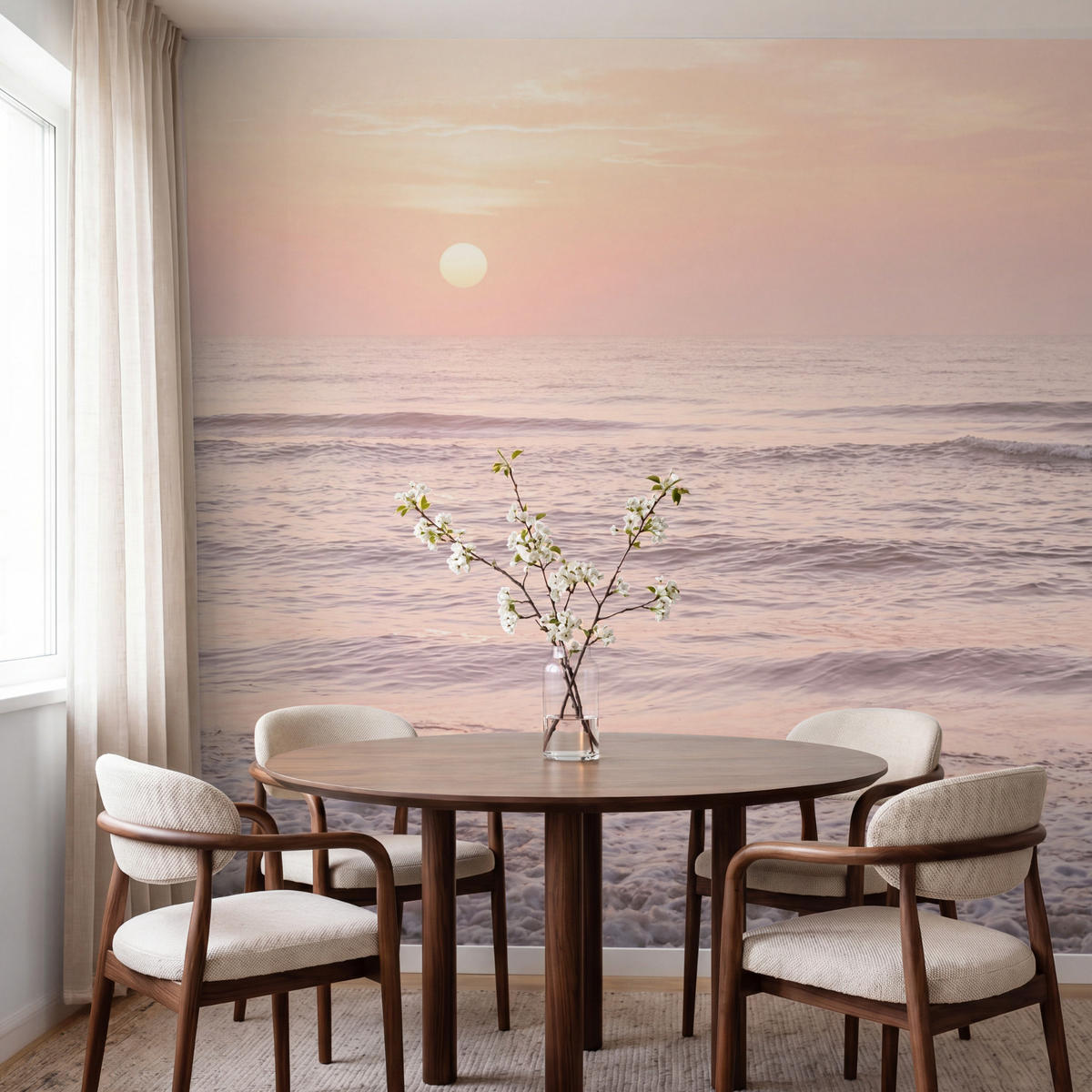 TAPETE - Sonne - Strand - Rosa - 200x200 cm - Hellrosa, Papier (200/200cm) - OnlyWow