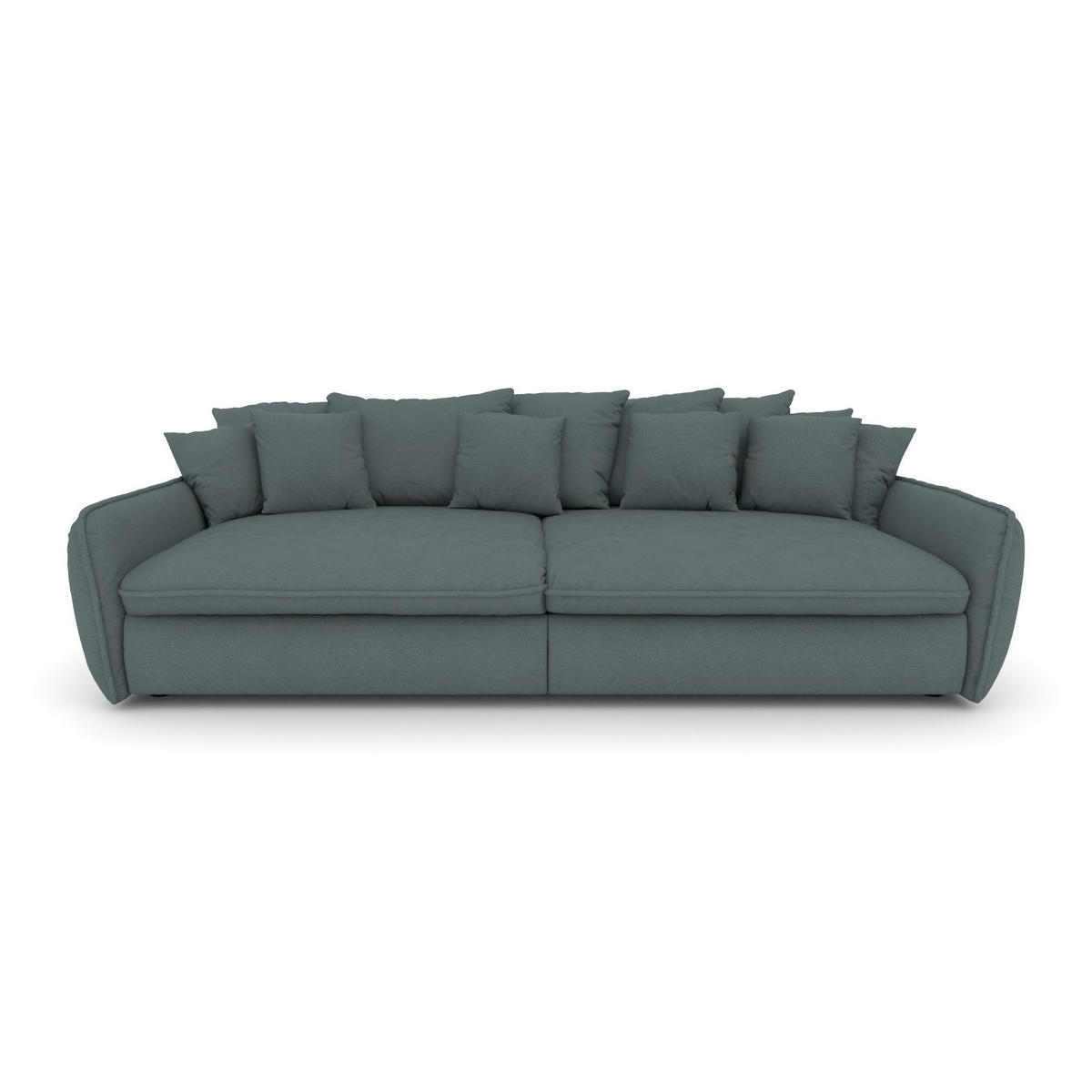 BIGSOFA Hereford XXL Flachgewebe Grau inkl. 12 Kissen 274/131/61 cm - Blaugrau, Kunststoff/Textil (274/61/131cm) - foamnova