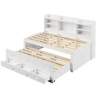 AUSZIEHBETT 90/200 cm DE-04430, mit LED und 3 Schubladen in Weiß - Weiß, Holzwerkstoff (140/200cm) - ComfortXL