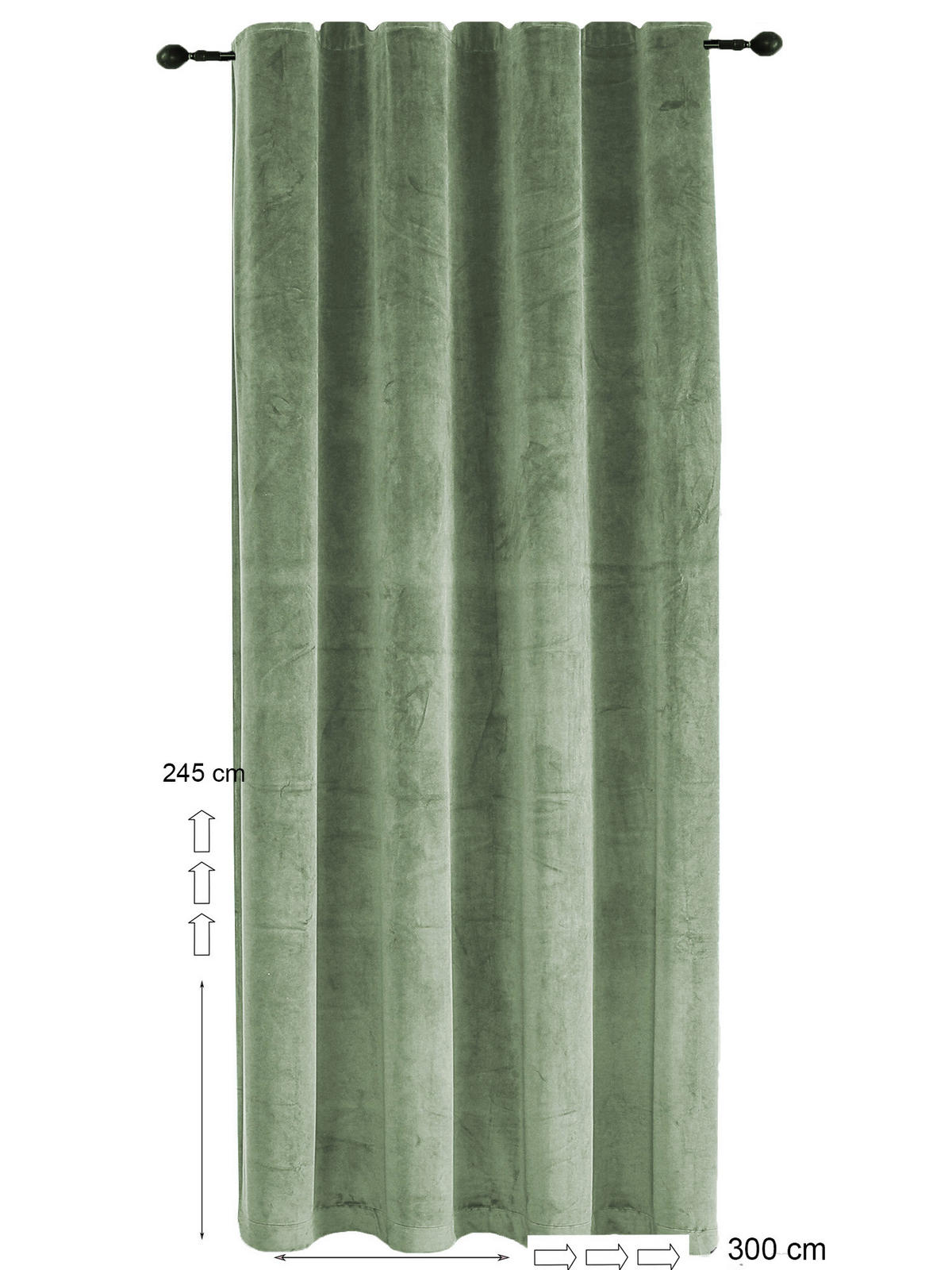 VORHANG Kräuselband Samt 300/245 cm Lindgrün - Hellgrün, Textil (300/245/245cm) - TiborTex