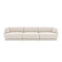 SOFA Miley aus Samt leichtes beige 3 Sitzplätze - Beige, Textil (90/70/255cm) - Micadoni