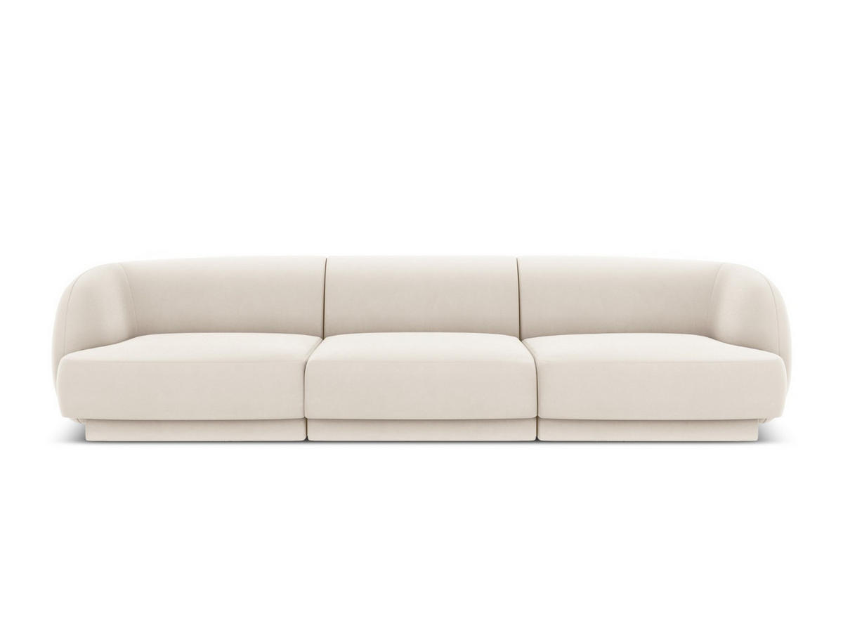 SOFA Miley aus Samt leichtes beige 3 Sitzplätze - Beige, Textil (90/70/255cm) - Micadoni