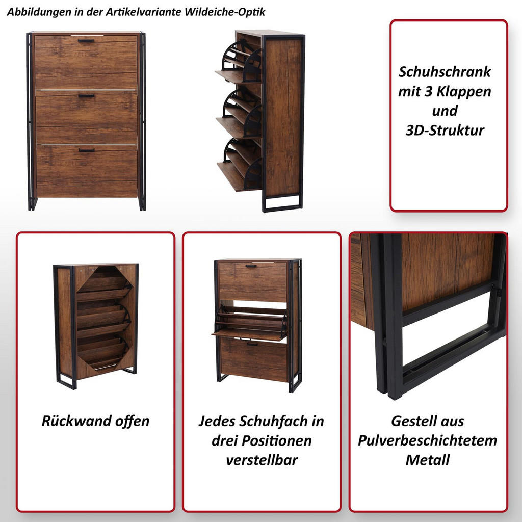 Thumbnail - MCW Schuhkipper, Braun, Holzwerkstoff, 77x122x29 cm, Garderobe, Schuhaufbewahrung, Schuhkipper