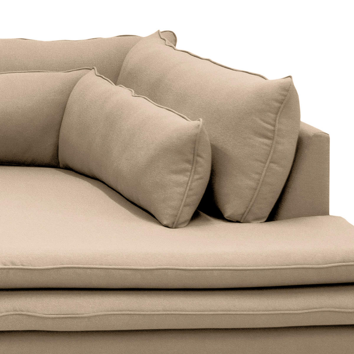 ECKSOFA mit Husse - Ottomane, Webstoff - Hellbraun/Schwarz, Kunststoff/Textil (299/222cm) - home24