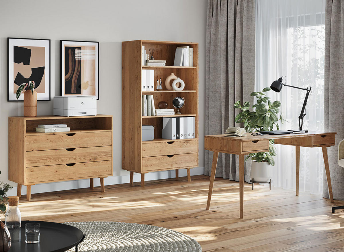 ARBEITSZIMMER-SET 2-tlg Simona Eiche Natur 200 / 40 / 180cm - Eichefarben, Holz (200/180/40cm) - Feldmann-Wohnen