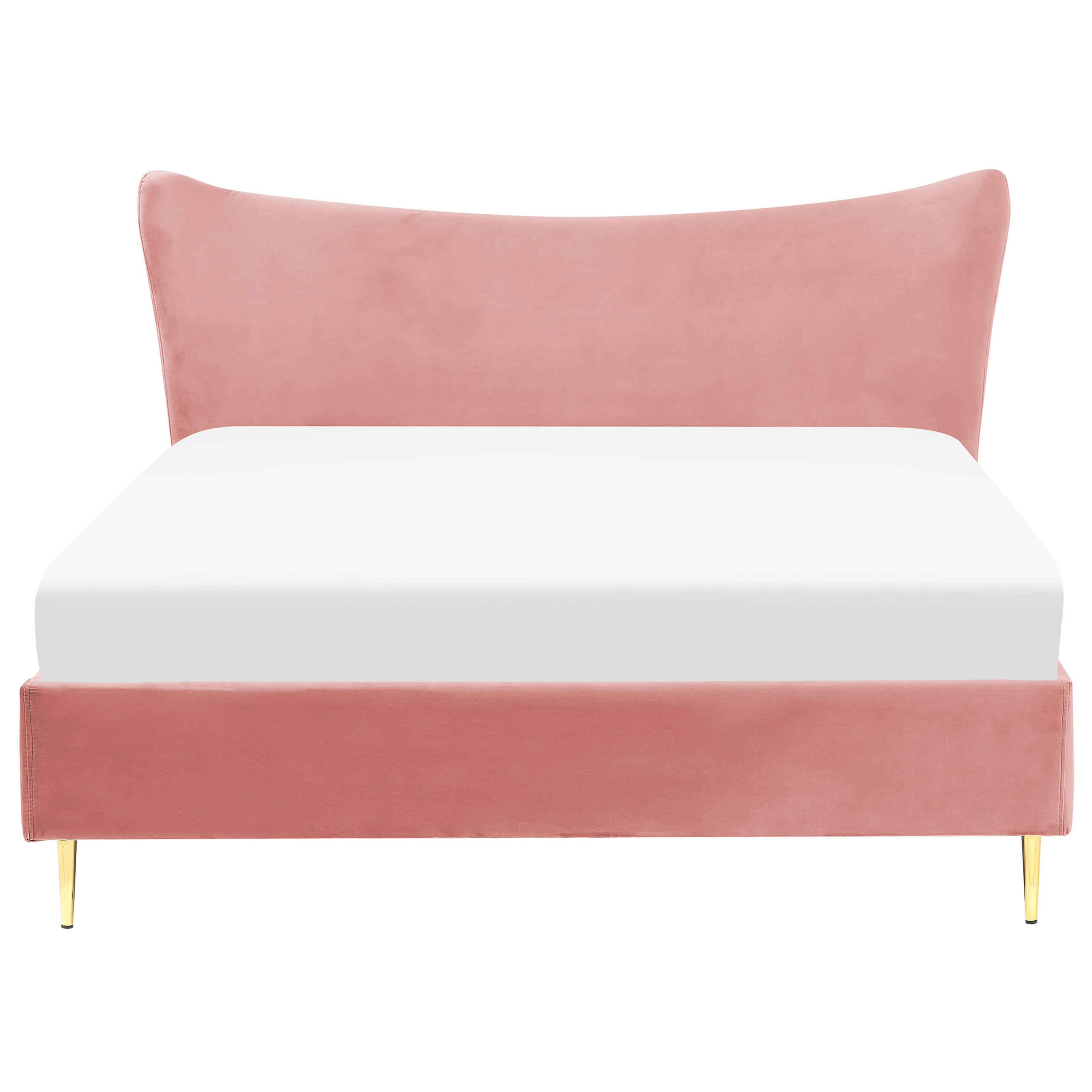 POLSTERBETT 160/200cm Pfirsichrosa Chaleix - Pink, Textil (160/200cm) - Beliani