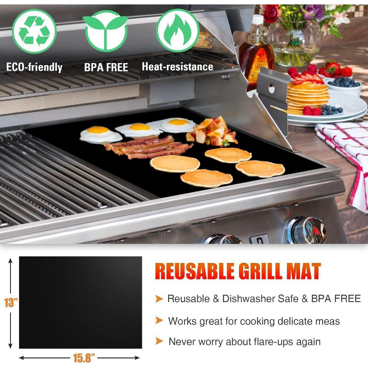 GRILLBESTECK Set 38-teilig Edelstahl mit Koffer und Grillmatte - Schwarz, Metall (39cm)