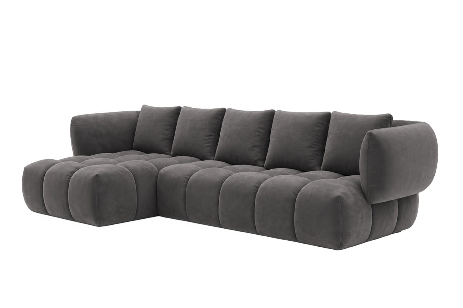ECKSOFA L-Form, Veloursstoff Bluvel, Aschgrau, Links, SEVIO L - Grau, Holz (242/175cm) - Kaiser Möbel