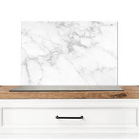SPRITZSCHUTZ KÜCHE Marmor - Grau - Weiß - Strukturierter Marmor 60x40 cm - Weiß, Metall (60/0.3/40cm) - MuchoWow