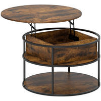 COUCHTISCH höhenverstellbar Wohnzimmertisch mit Ablagefläche, Braun - Braun, Metall (80/80/61.5cm) - HOMCOM