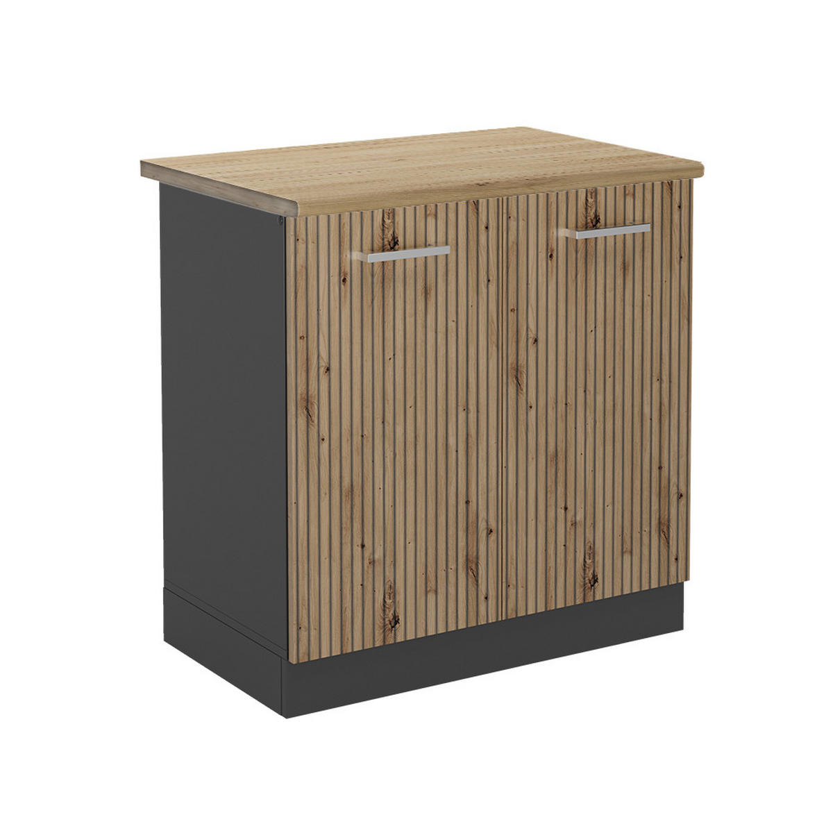 SPÜLENUNTERSCHRANK R-Line Artisan-Eiche 80 cm, AP Eiche - Anthrazit/Eiche Artisan, Holzwerkstoff (80/81.6/60cm) - Vicco