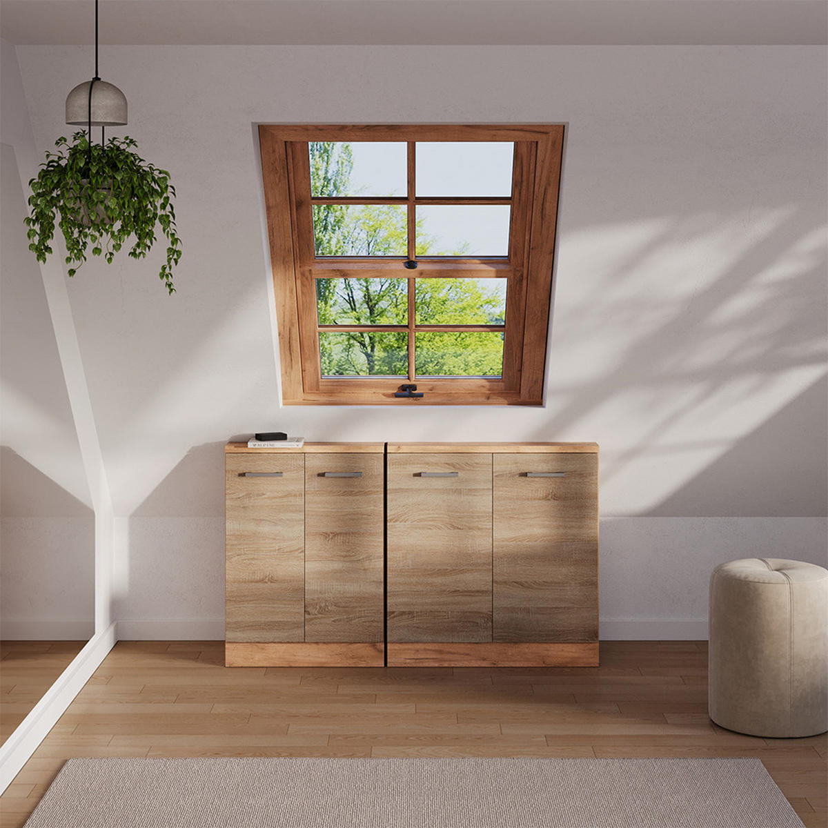 DACHSCHRÄGENSCHRANK Rion Sonoma mit 2 Türen - Sonoma Eiche, Holzwerkstoff (80/81.6/46cm) - Vicco