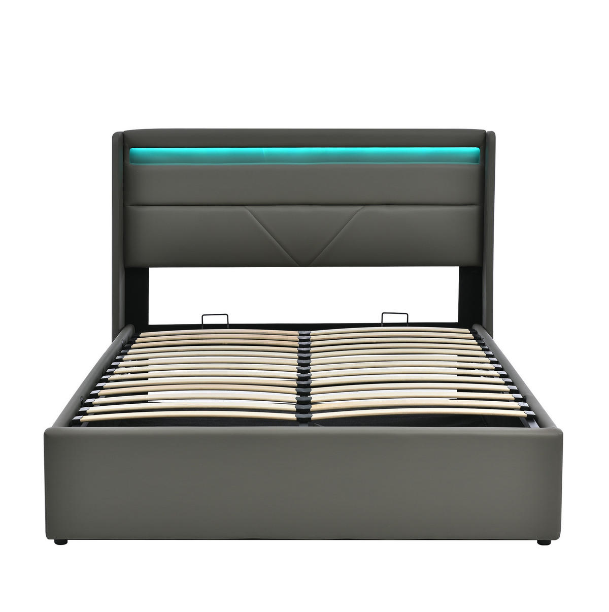 POLSTERBETT 140/200 cm Grau mit LED-Beleuchtung und Stauraum - Grau, Kunststoff (140/200cm) - OKWISH