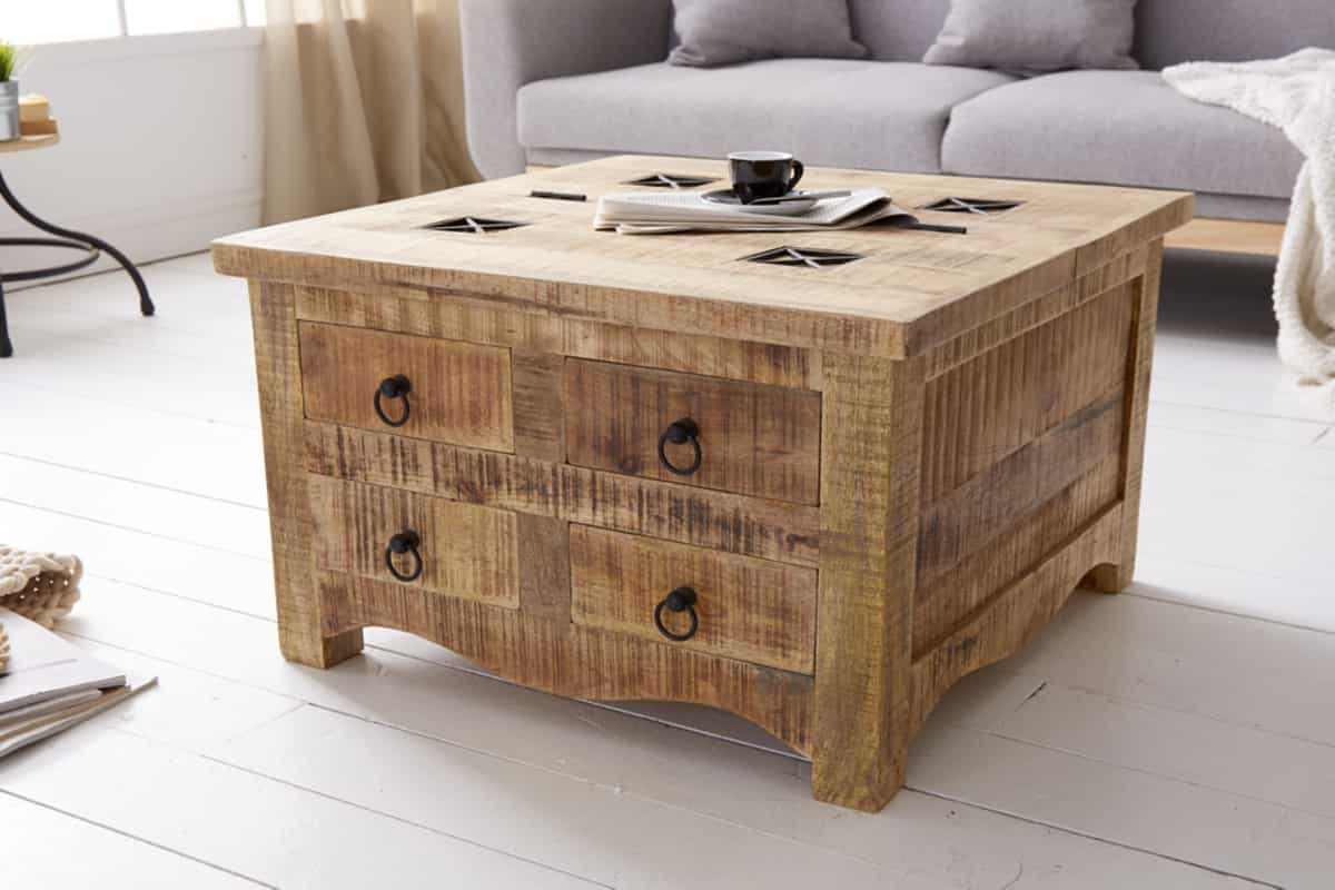 COUCHTISCH IRON CRAFT Mango rechteckig Natur 70cm - Silberfarben/Braun, Holz (70/70/45cm) - riess-ambiente