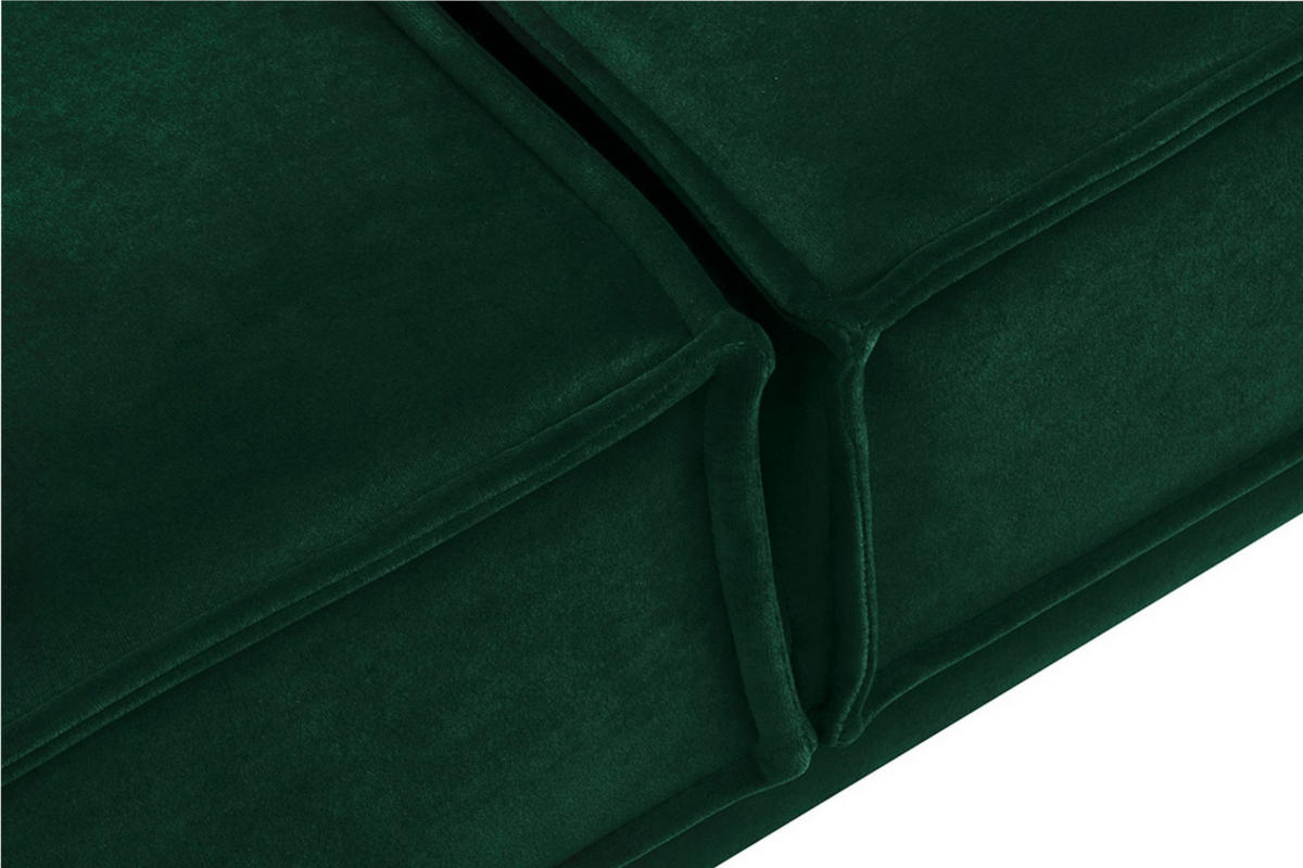 3-SITZER-SOFA GANZO 2 Kissen inklusive, Velours-Stoff, dunkelgrün - Dunkelgrün/Schwarz, Textil/Metall (193/84/92cm) - KONSIMO®