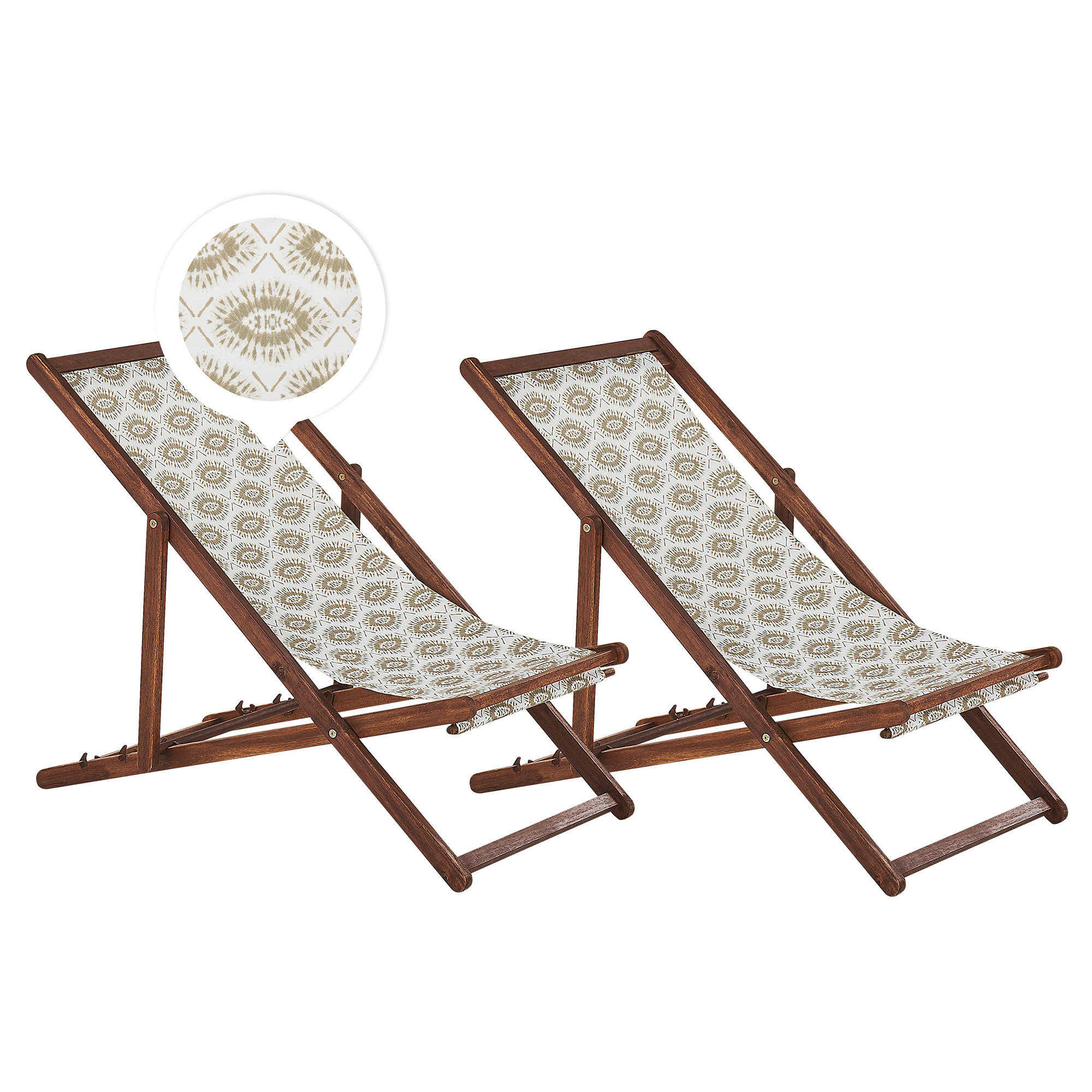 Beliani Gartenliege Dunkelbraun, Weiß, Beige 54x70x97 cm