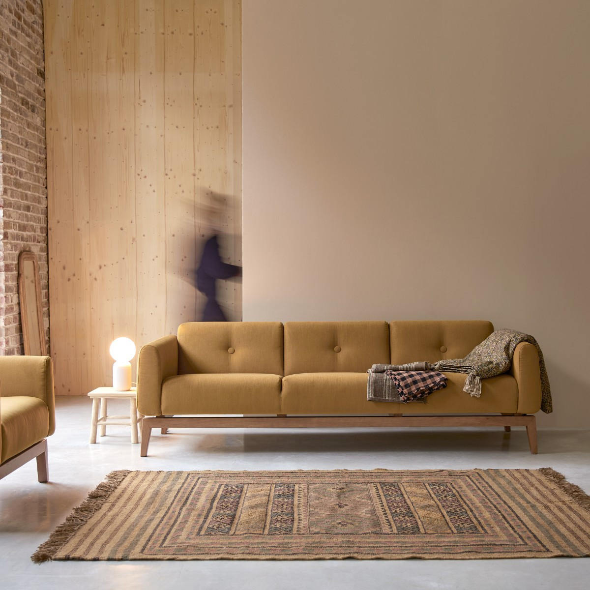 SOFA Bjorn Senfgelb aus Stoff - Dunkelgelb, Textil (220/69/82cm) - Tikamoon