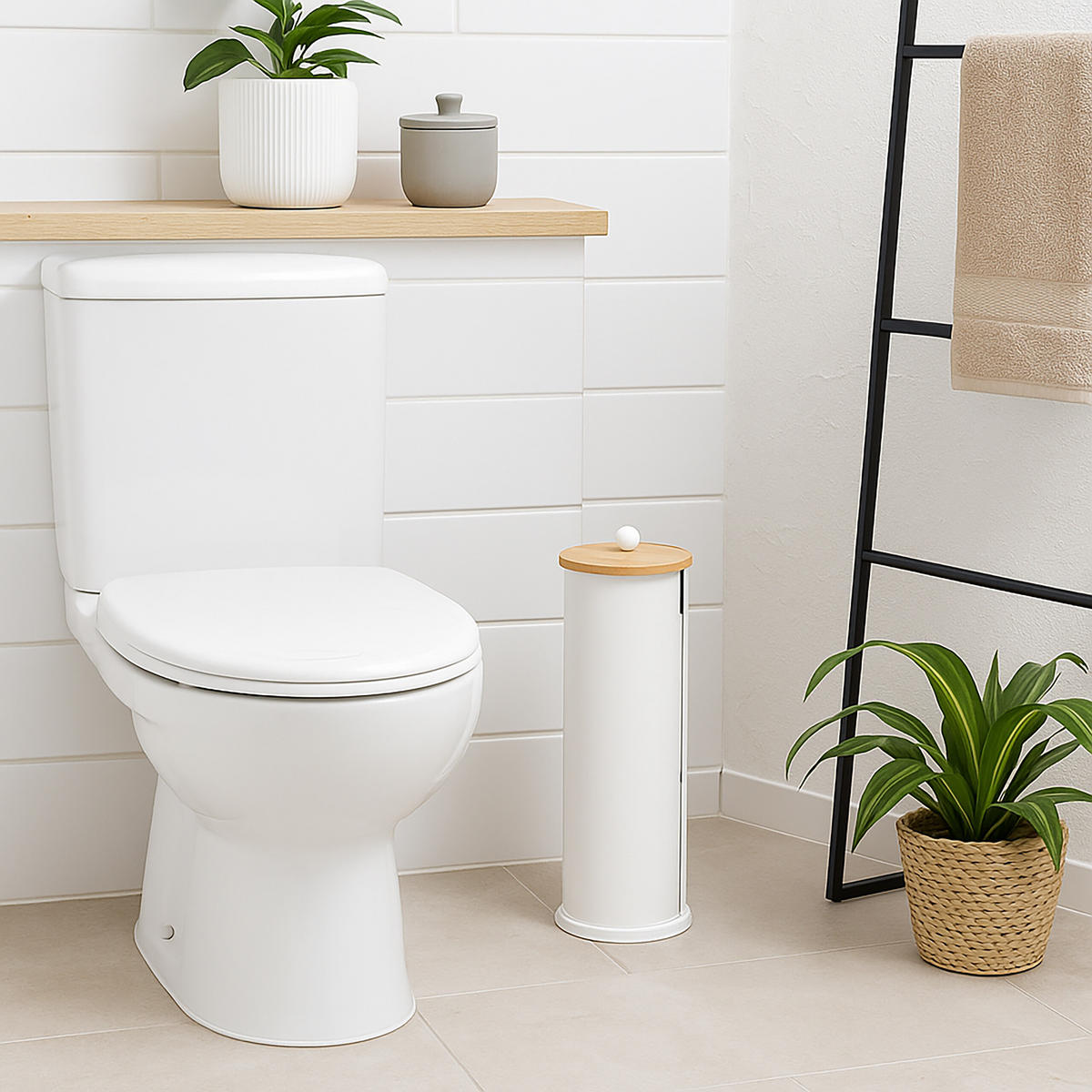 TOILETTENPAPIER-AUFBEWAHRUNG - Weiß, Holz/Kunststoff (14.5/49/14.5cm) - Relaxdays