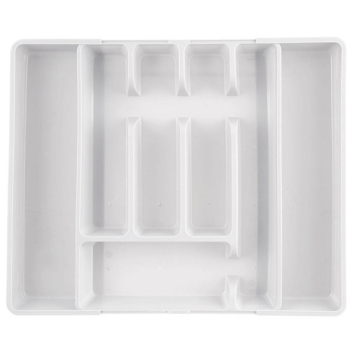 BESTECKSCHUBLADENEINSATZ ausziehbar weiß 36,5 x 27,5–44 cm - Weiß, Kunststoff (36.5/4.5/27.5cm) - Orion 