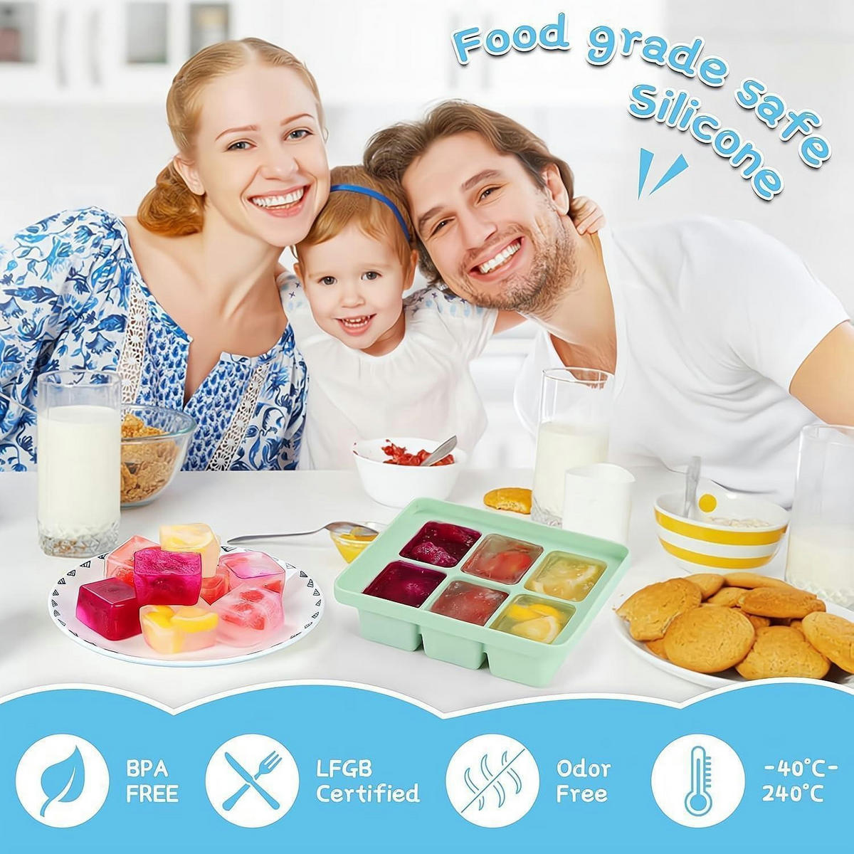 EISWÜRFELFORM 3er Set mit Deckel - Multicolor, Kunststoff (4.5/15.5/12.5cm)