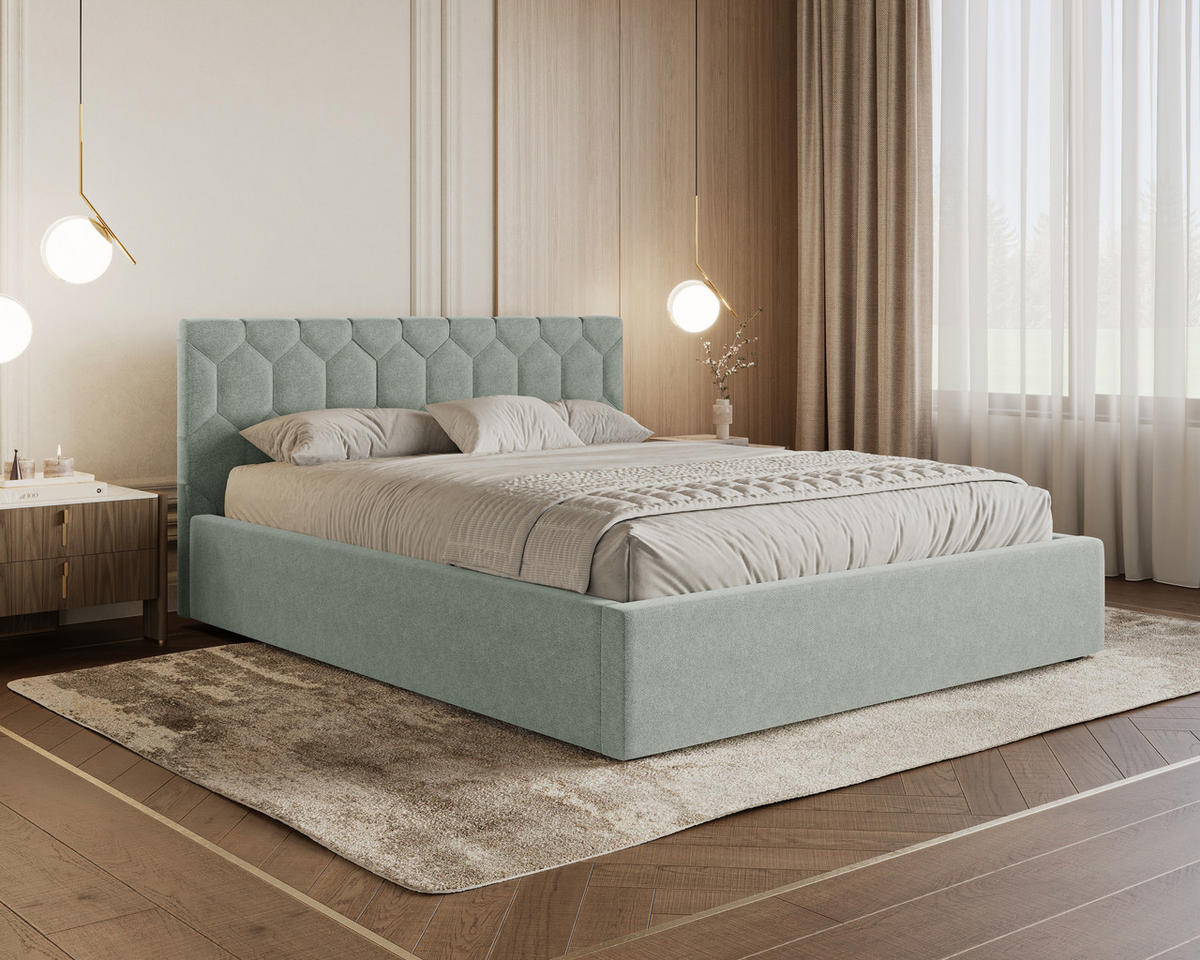 POLSTERBETT 02 160 x 200 cm – Casa – Bett mit Federmechanismus und Stauraum - Grün, Holz (160/200cm) - ROYAL24_MARKT