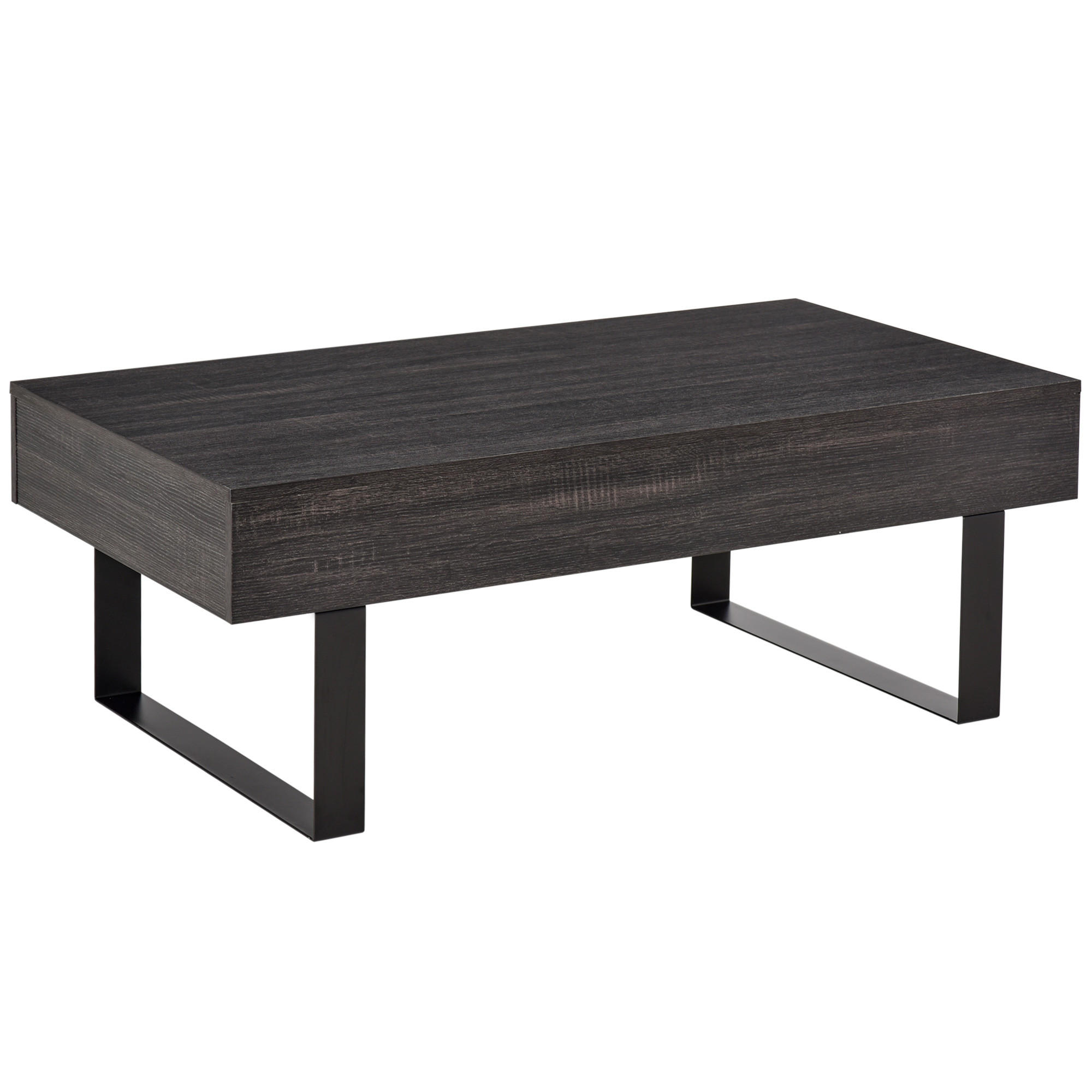 SOFATISCH Couchtisch Schublade stabil einfacher Aufbau Spanplatte Dunkelgrau - Dunkelgrau, Kunststoff (110/60/40cm) - HOMCOM