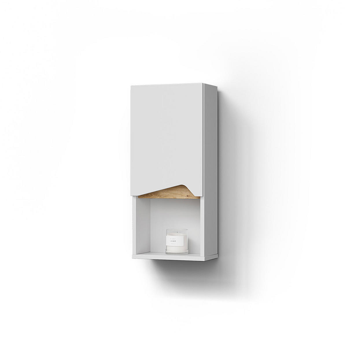 BADSCHRANK Timavo Weiß 30 x 67 cm mit Tür und offenem Fach - Weiß/Eiche Artisan, Holzwerkstoff (30/67/17cm) - Livinity®