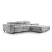 ECKSOFA L Form Arborio Hellgrau 280/203/90 cm Rechts mit Schlaffunktion - Hellgrau/Schwarz, Textil/Metall (280/203cm) - AX Living