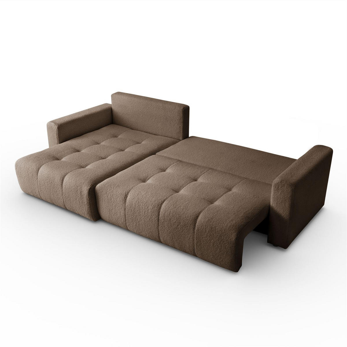 ECKSOFA VIENNA Stil Bettkasten und Funktionalität Bouclé Braun Links - Braun, Holz (143/261cm) - Kaiser Möbel