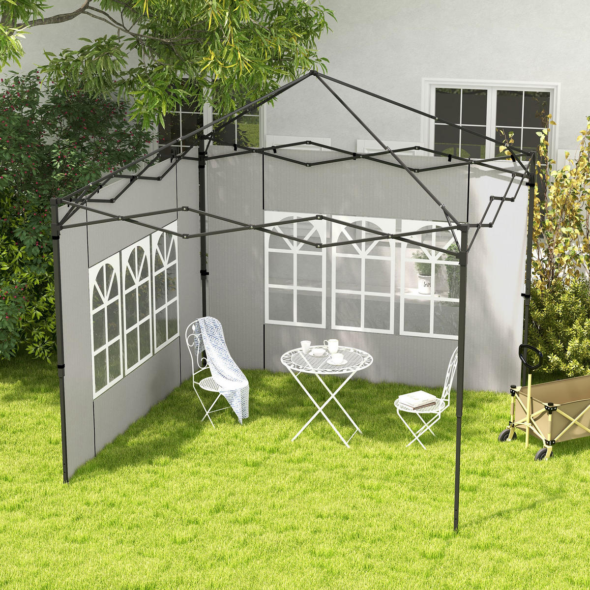 PAVILLON-SEITENTEIL Weiß 1 Stück - Weiß, Kunststoff (293/193cm) - GiPP