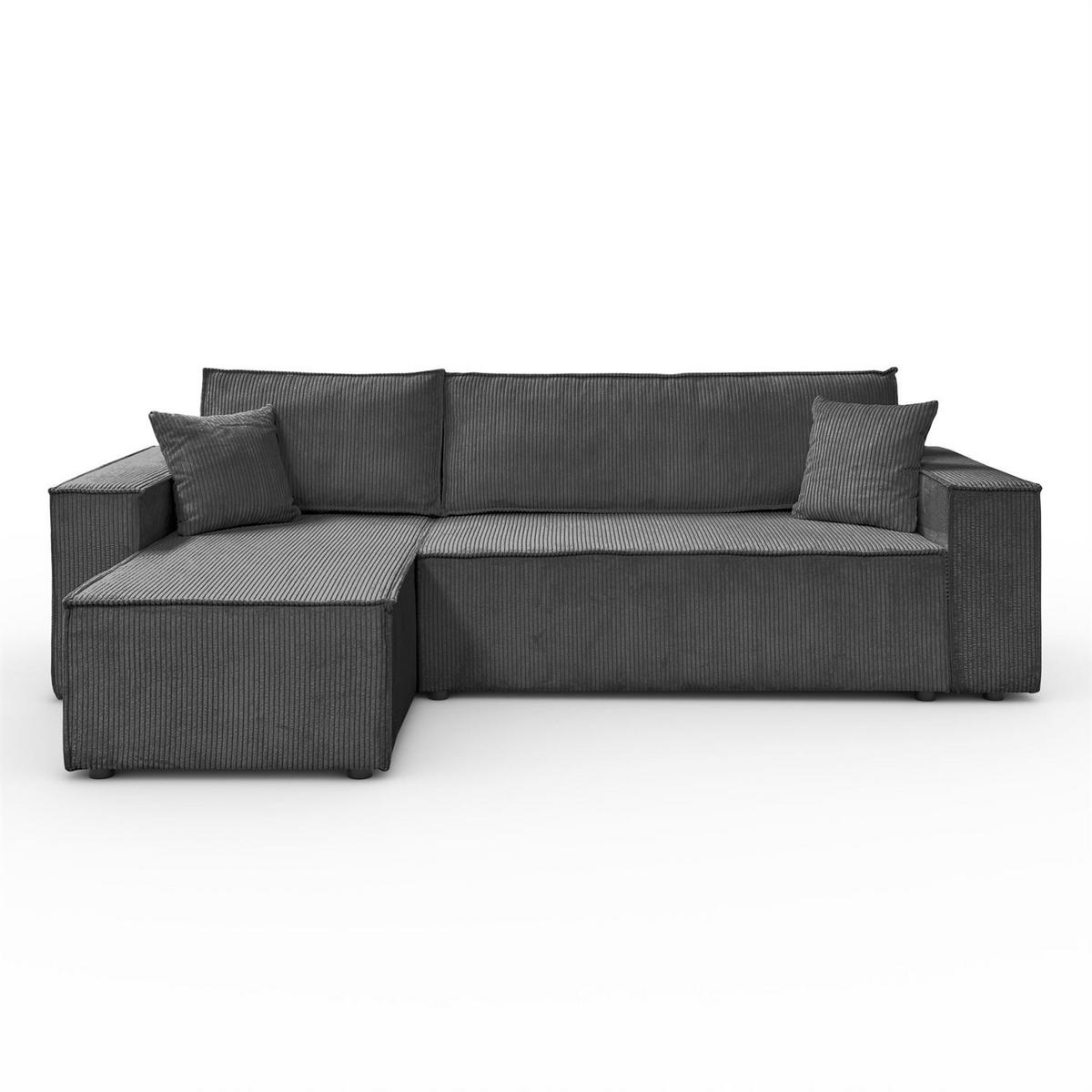 GEPOLSTERTES Ecksofa CARLOS L, Poso 34 - Dunkelgrau, Textil (247/143cm) - Lookway